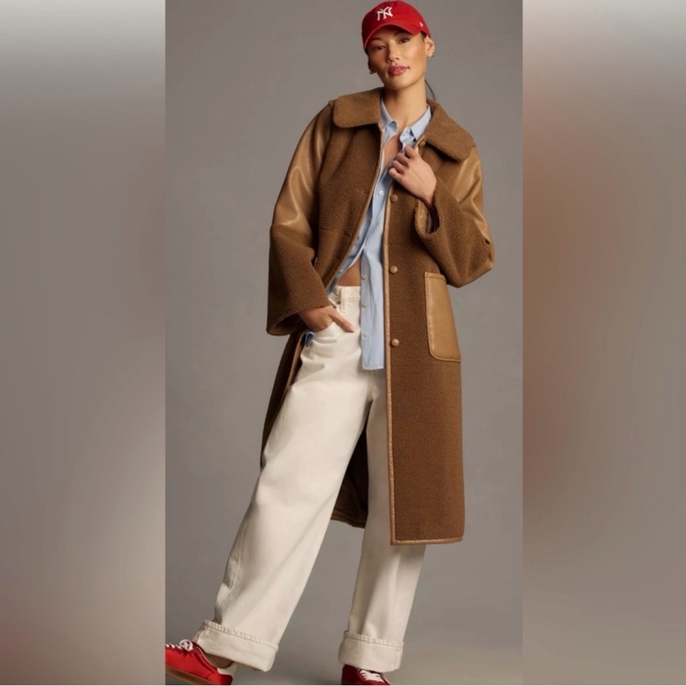 Avec Les Filles Brown and Tan Teddy Coat - Picture 7 of 10